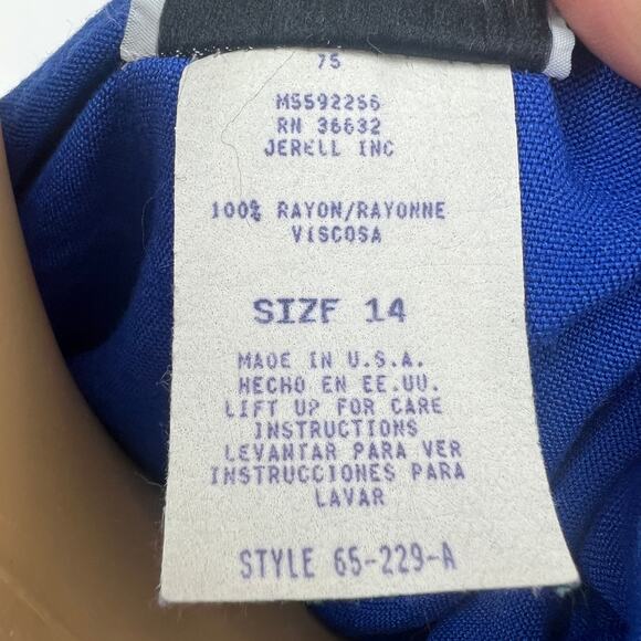 Melissa (14) Womens American VINTAGE 80's Blue Button Up Sheath Midi Dress - Picture 9 of 10